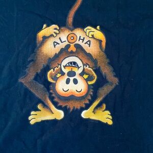 OJO retro Aloha Monkey Funny T-Shirt Tee Shirt Men’s Black Size Medium